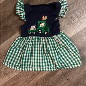 Green Gingham Tractor Dress